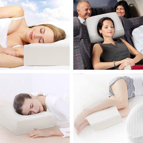 TOPPURE cube pillow packed in a travel bag for portable comfort