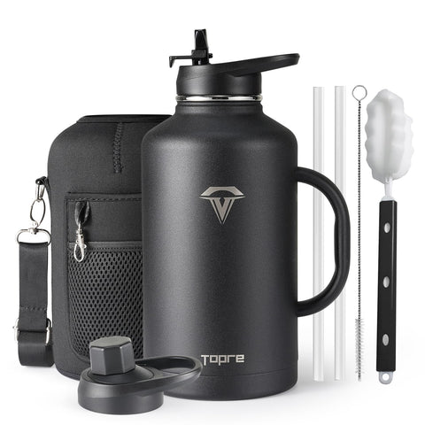Topre bottle front view showing full 64 oz capacity and finish for reliable hydration