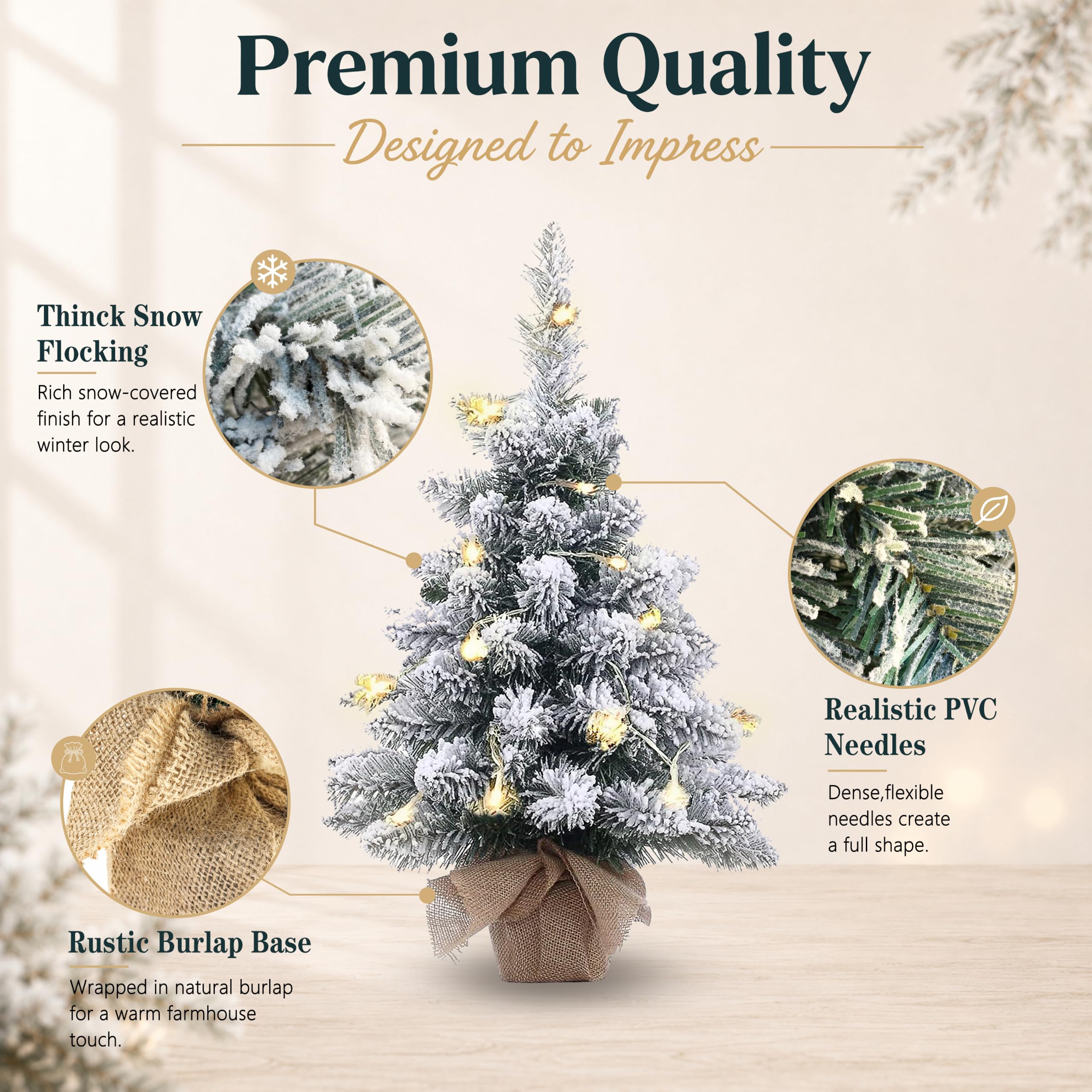 Topro detail of 40 LED lights on branches highlighting warm glow and energy-saving LEDs
