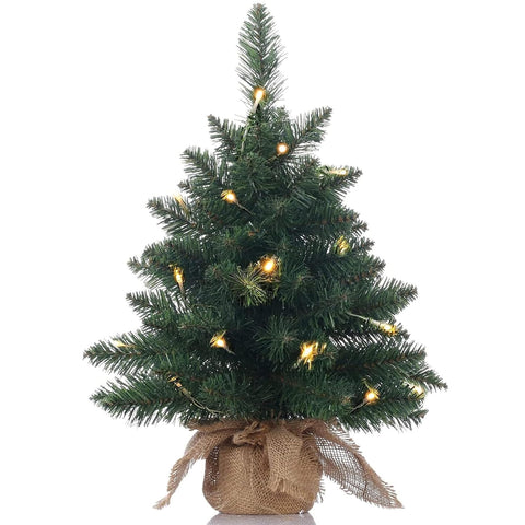 Topro mini tree front view showing full shape and lit LEDs for instant holiday decor