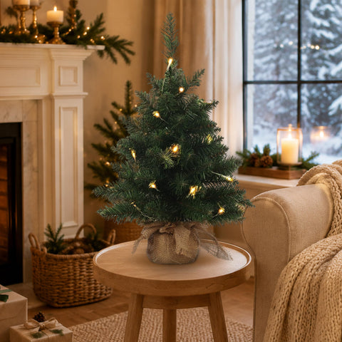 Topro mini tree beside a laptop showing compact size and desk-friendly scale