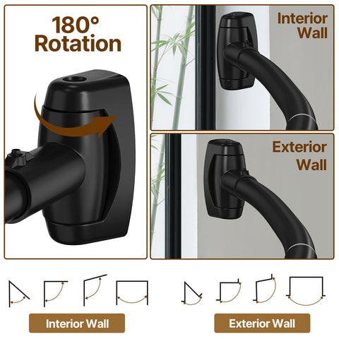TOPROD bracket close-up showing rotation, adapts to angled walls for secure fit