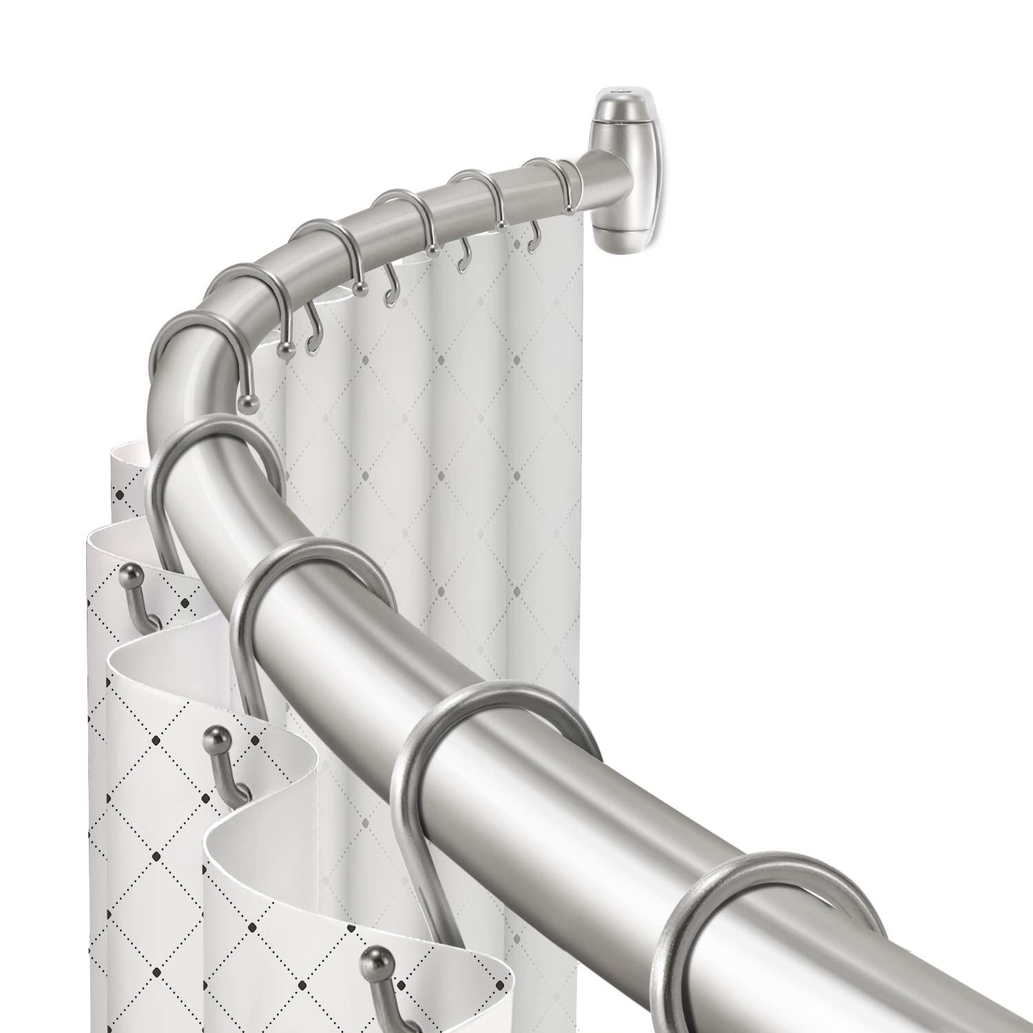 TOPROD curved rod front profile showing wider shower space benefit