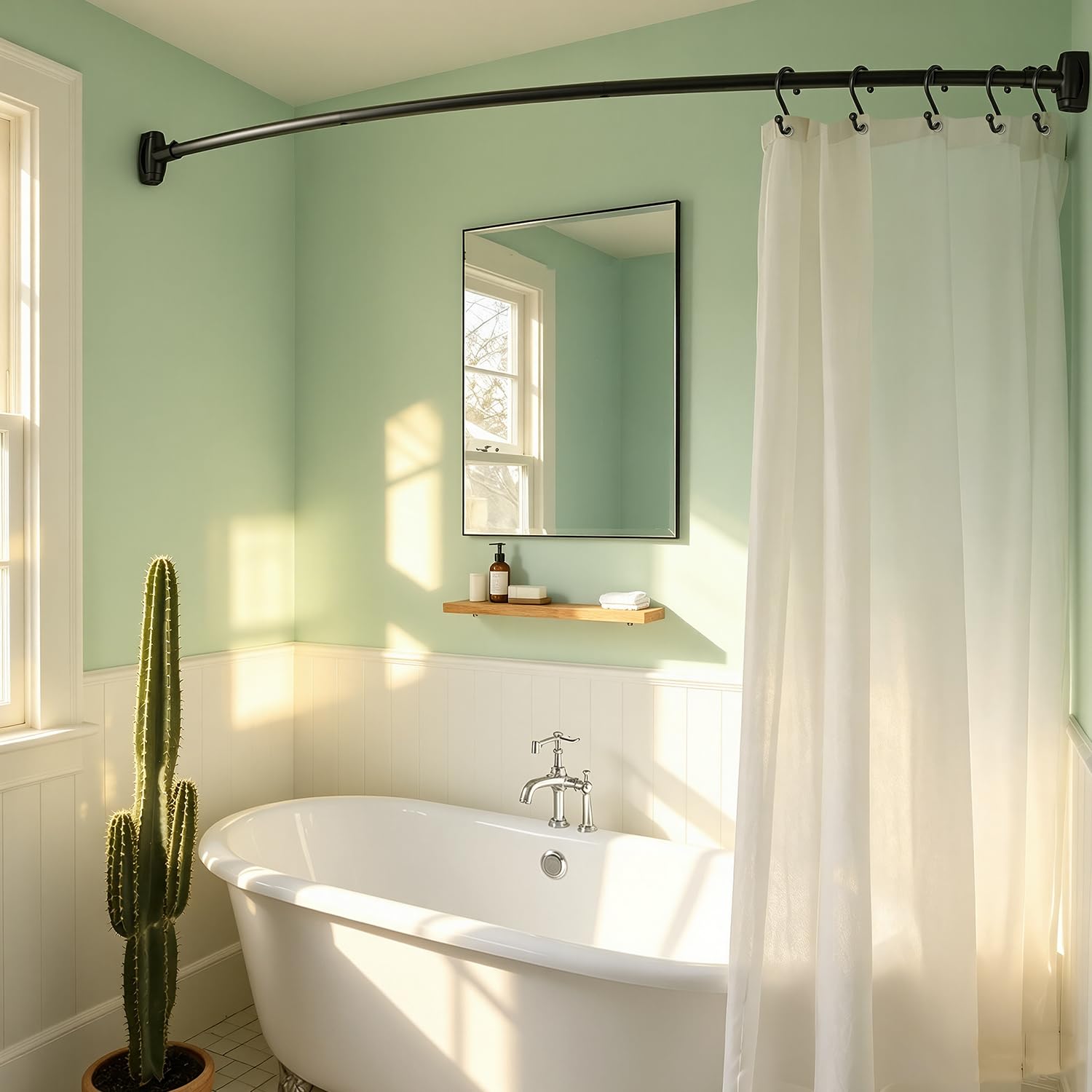 TOPROD rod installed beside tub showing scale, helps visualize added space