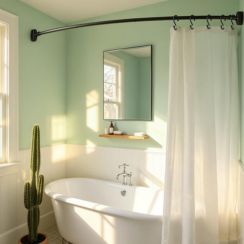 TOPROD rod installed beside tub showing scale, helps visualize added space