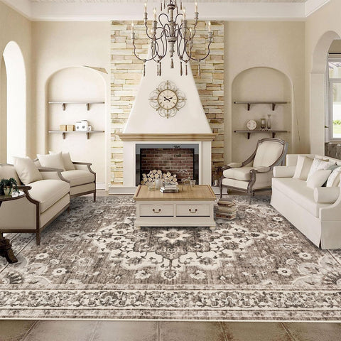 TOPRUUG front view of 9x12 rug showing vintage medallion and balanced palette for styling