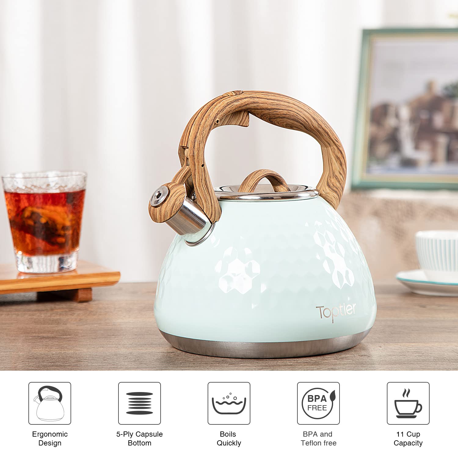 toptier kettle on induction stovetop shows fast, energy‑efficient heating