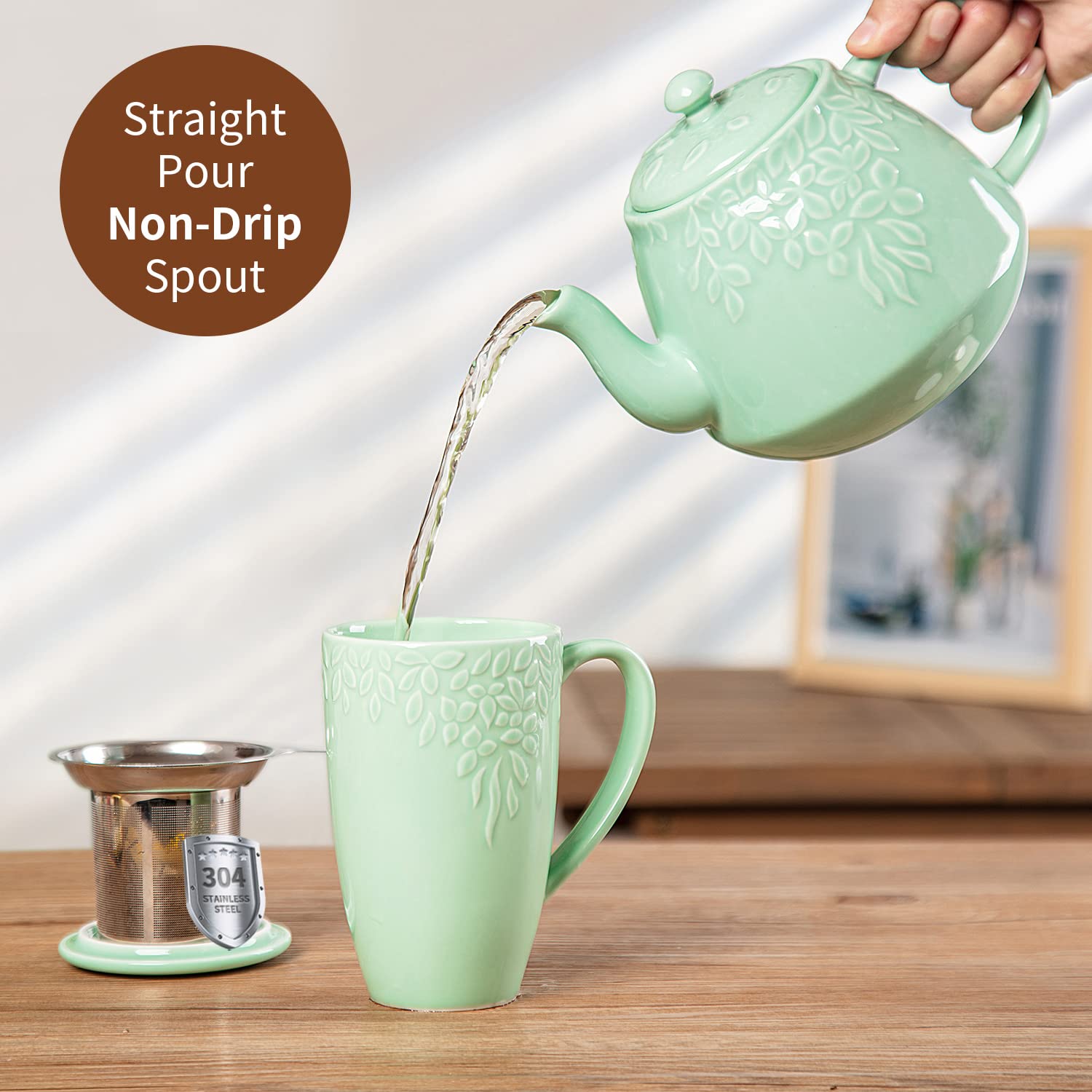 toptier teapot with cups to show 37-ounce serving scale