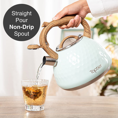 toptier kettle next to cups shows 2.7‑quart capacity serving multiple guests