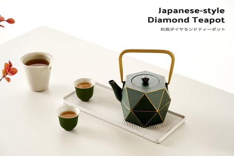 toptier teapot diamond pattern closeup highlighting texture and durable cast iron finish