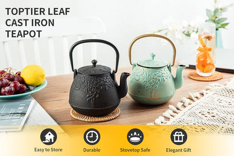 toptier close-up of leaf pattern emphasizing textured cast iron and aesthetic appeal