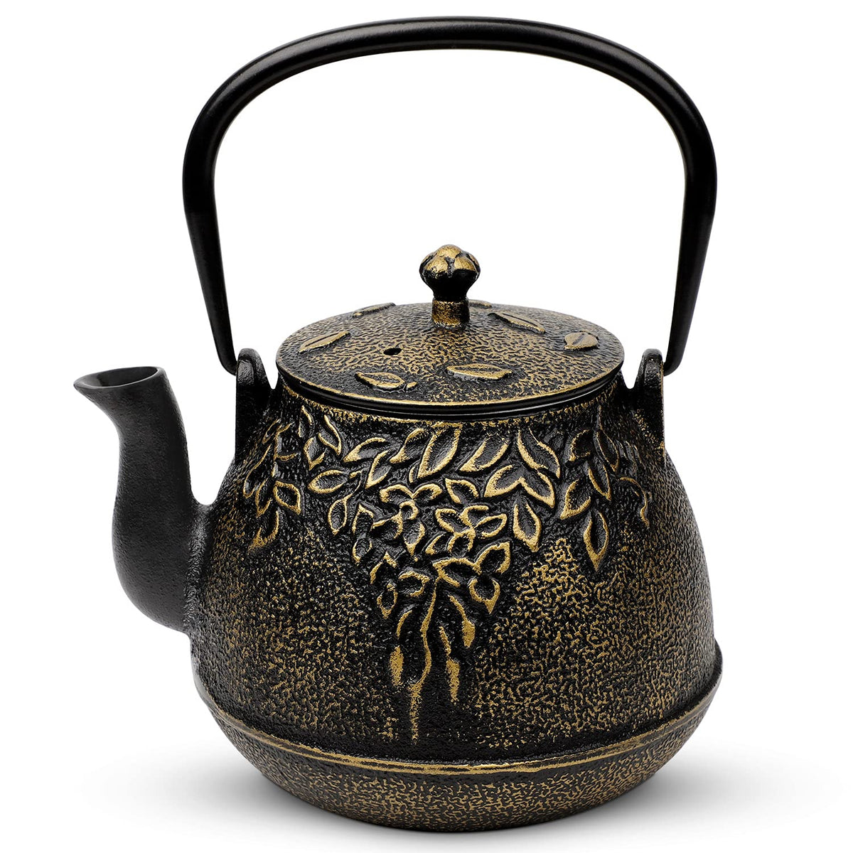 toptier teapot front view showing compact silhouette and elegant leaf design for decor