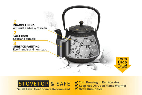 toptier handle and short spout detail for secure grip and controlled, drip-free pouring
