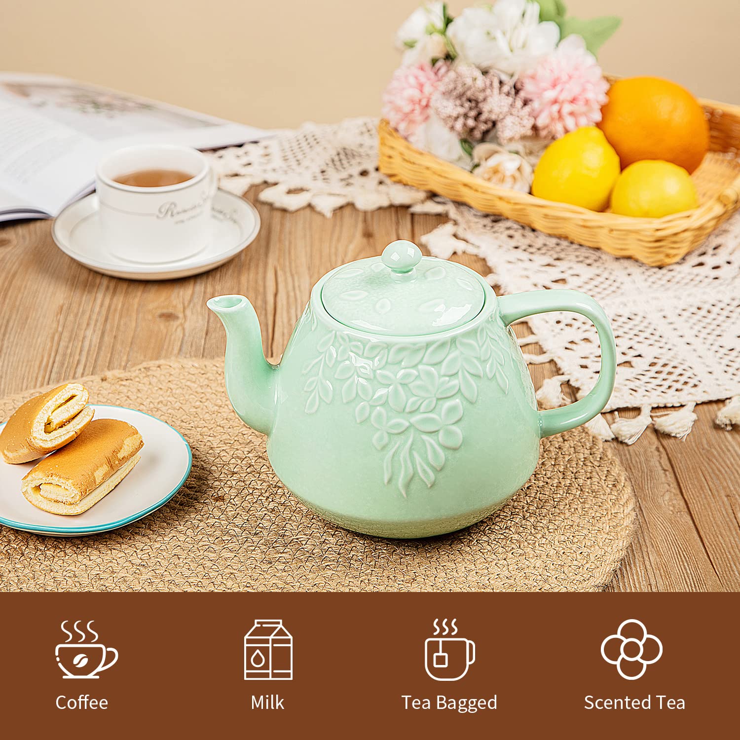 toptier teapot arranged on table for afternoon tea presentation