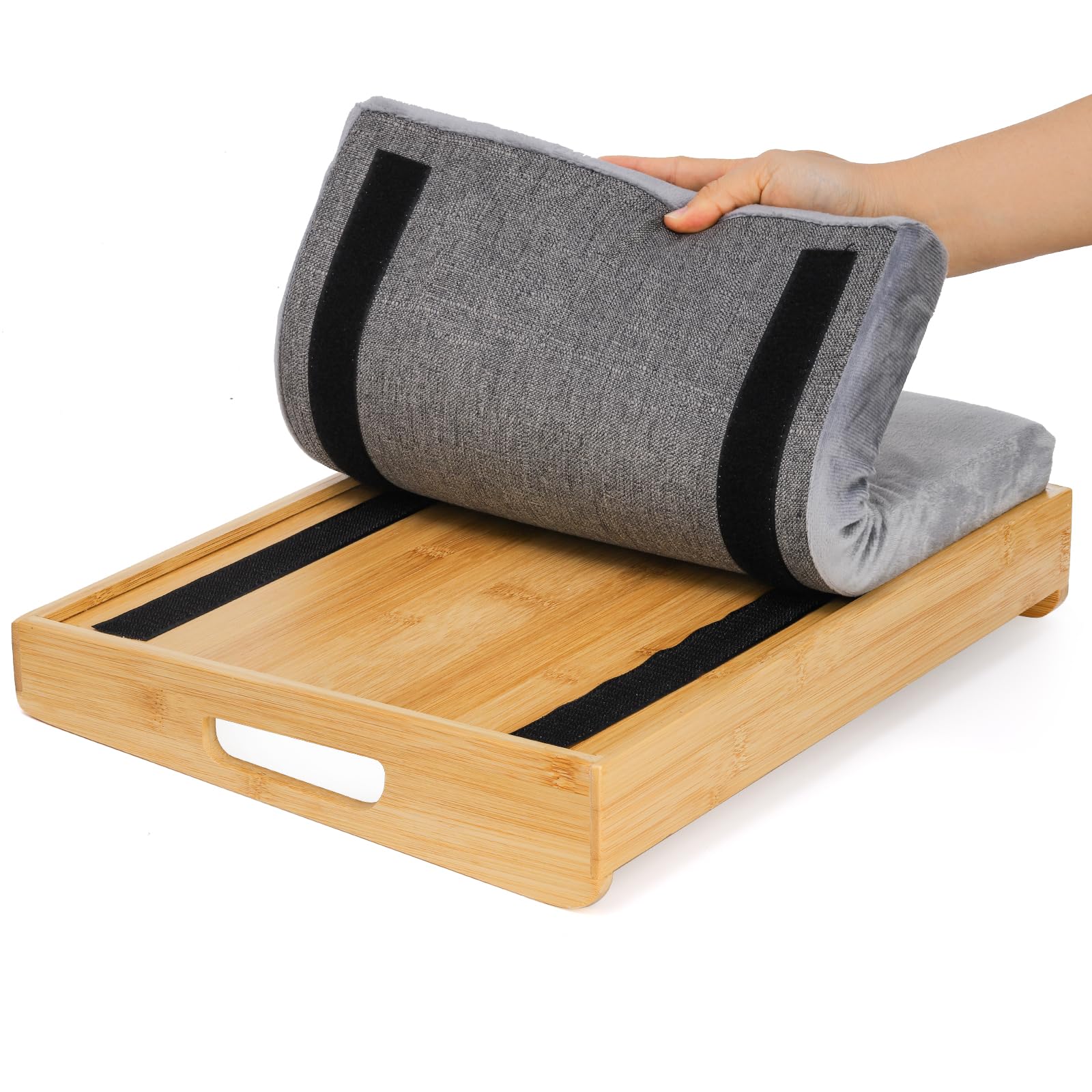 TOPZEA tray with 13-inch laptop illustrating compact work setup