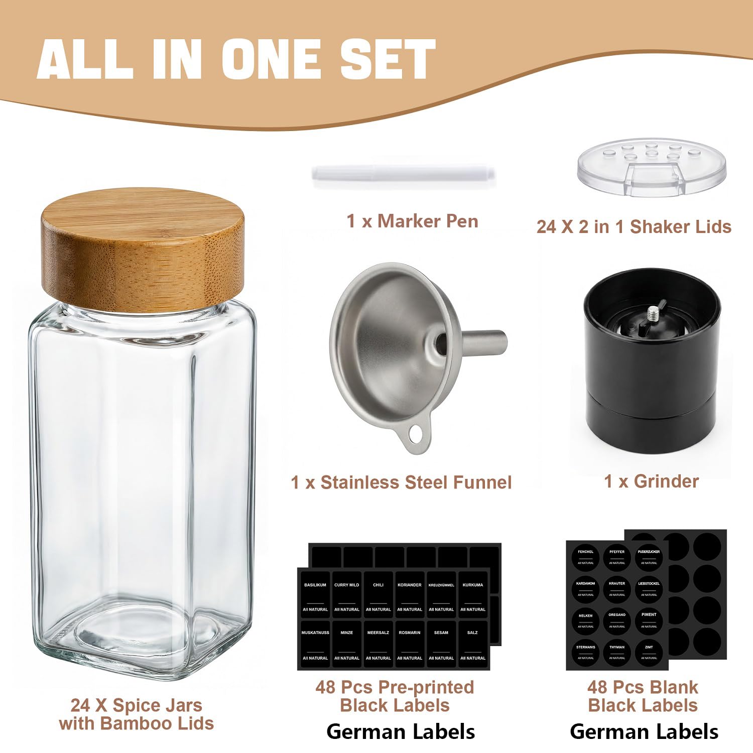 Torchero stainless funnel and grinder with marker for clean refills