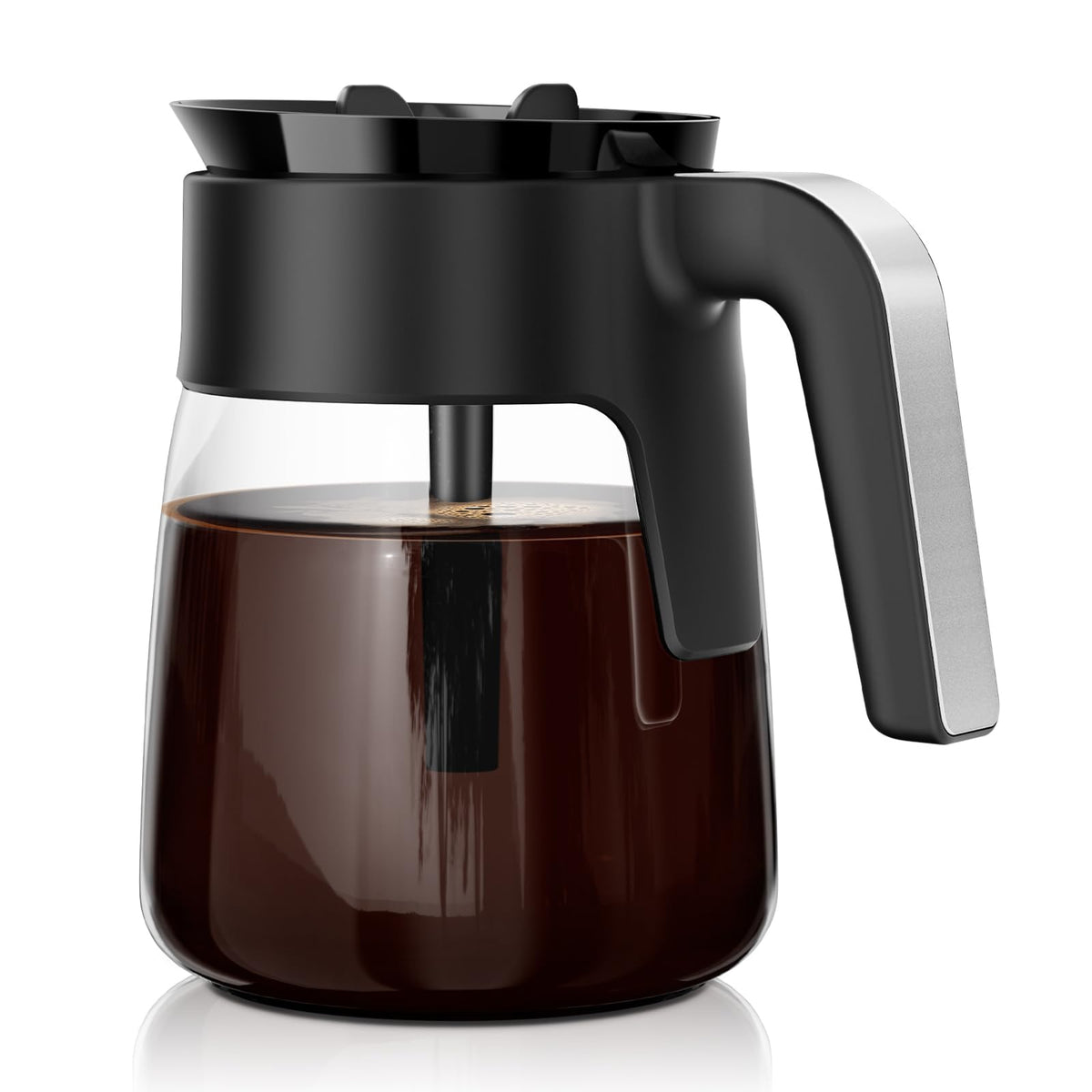 TORETAS glass carafe front view showing full capacity and clear measurement benefits