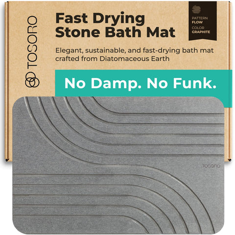 TOSORO graphite stone mat front view showing sleek design and quick drying benefit