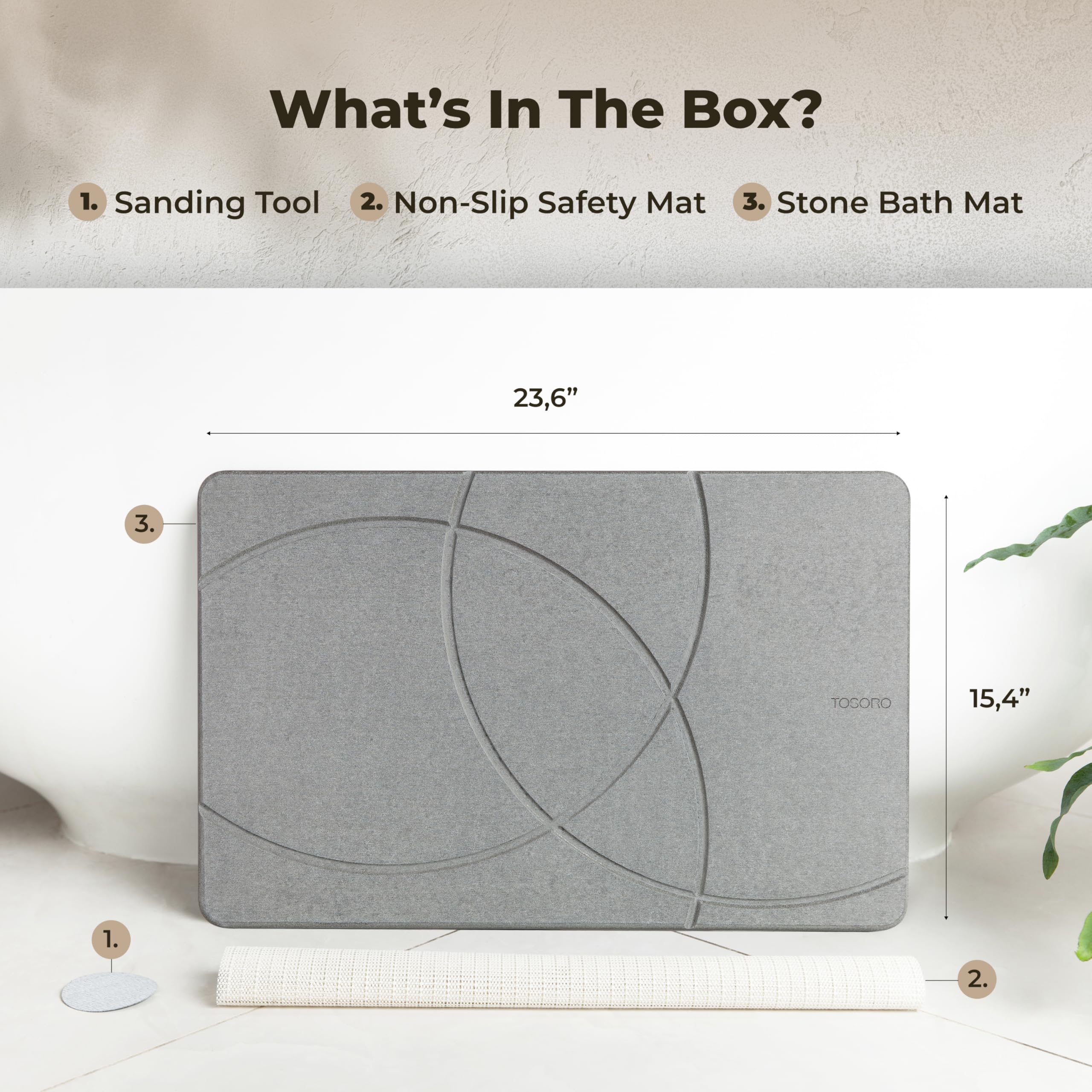 TOSORO mat under pet bowls and plants protecting floors from spills and moisture