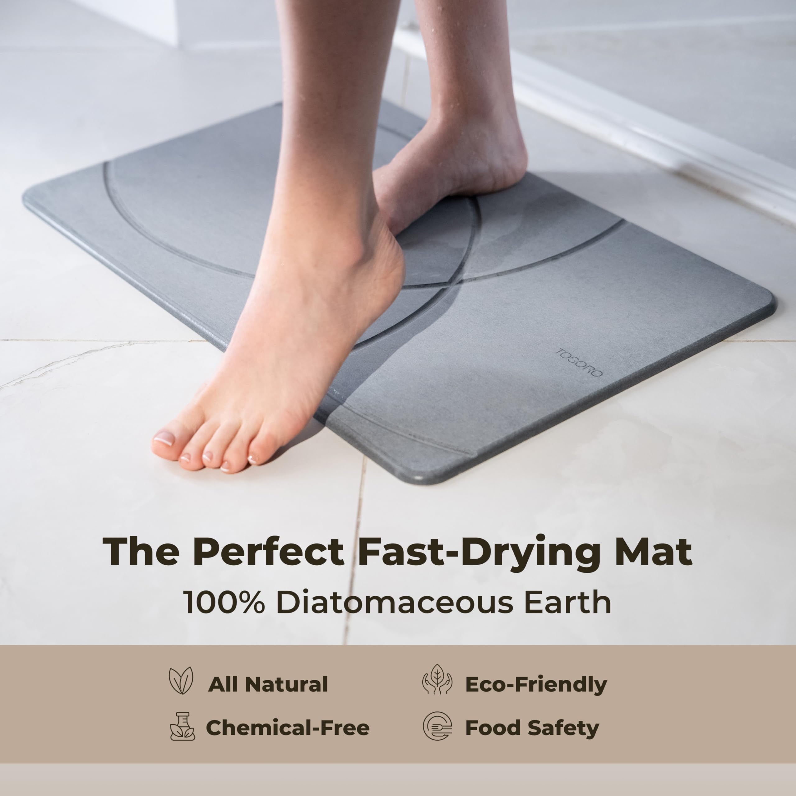 TOSORO rubber backing detail providing anti-slip stability and floor protection