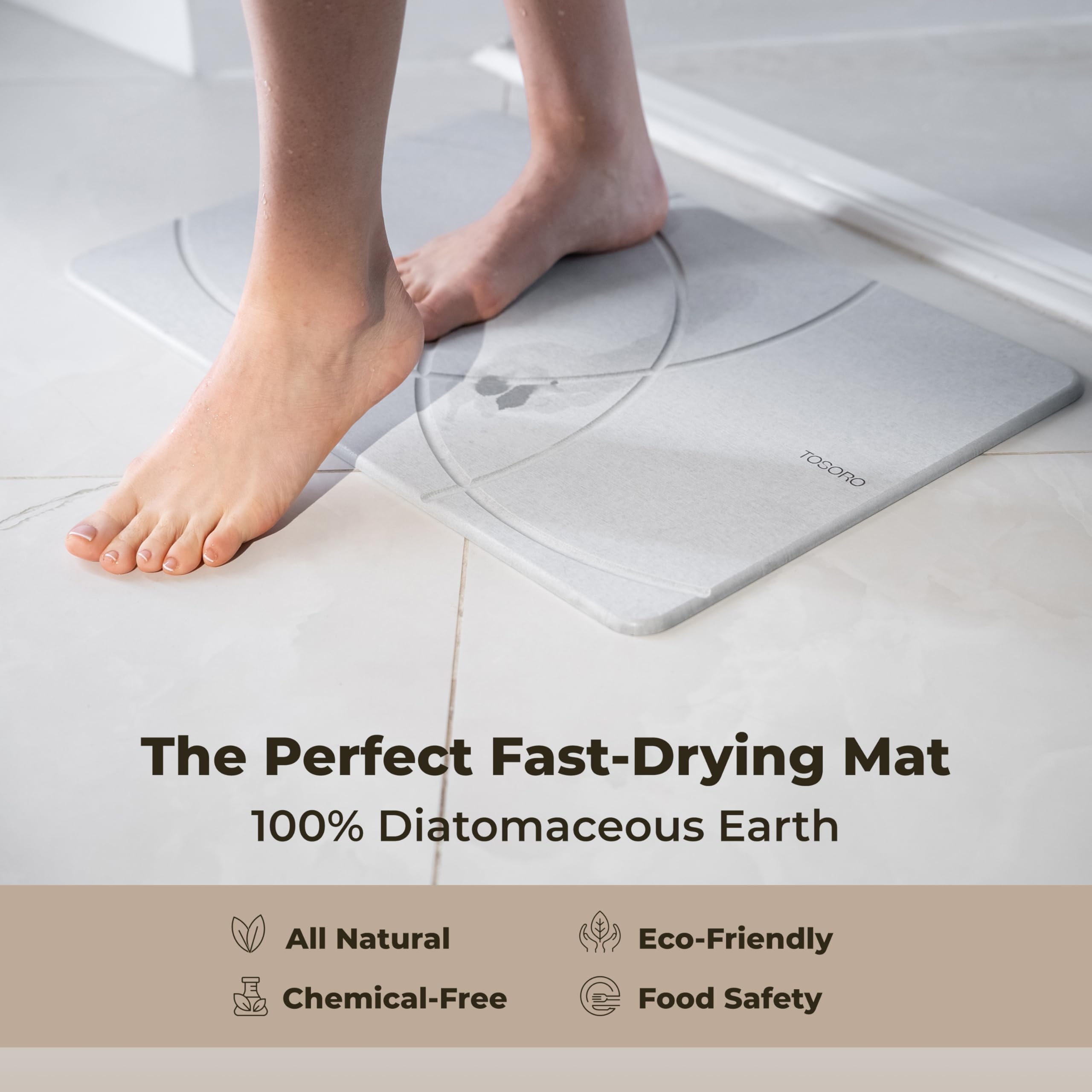 TOSORO rubber anti-slip base detail for stable, non-slip bathroom safety benefit