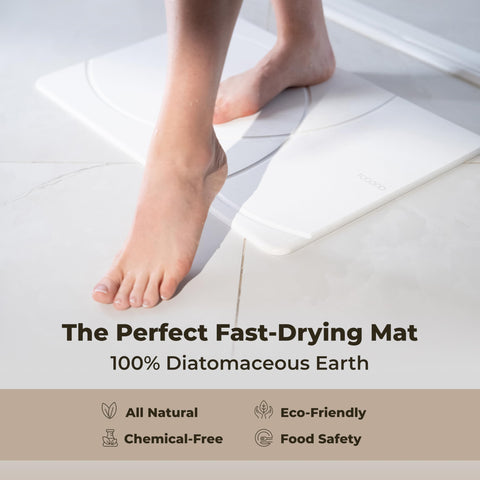 TOSORO in shower setting showing dry surface after shower for cleaner floors