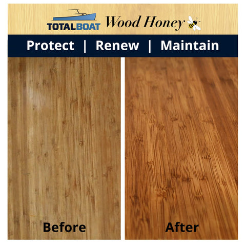 TotalBoat close-up of satin finish enhancing wood grain and color