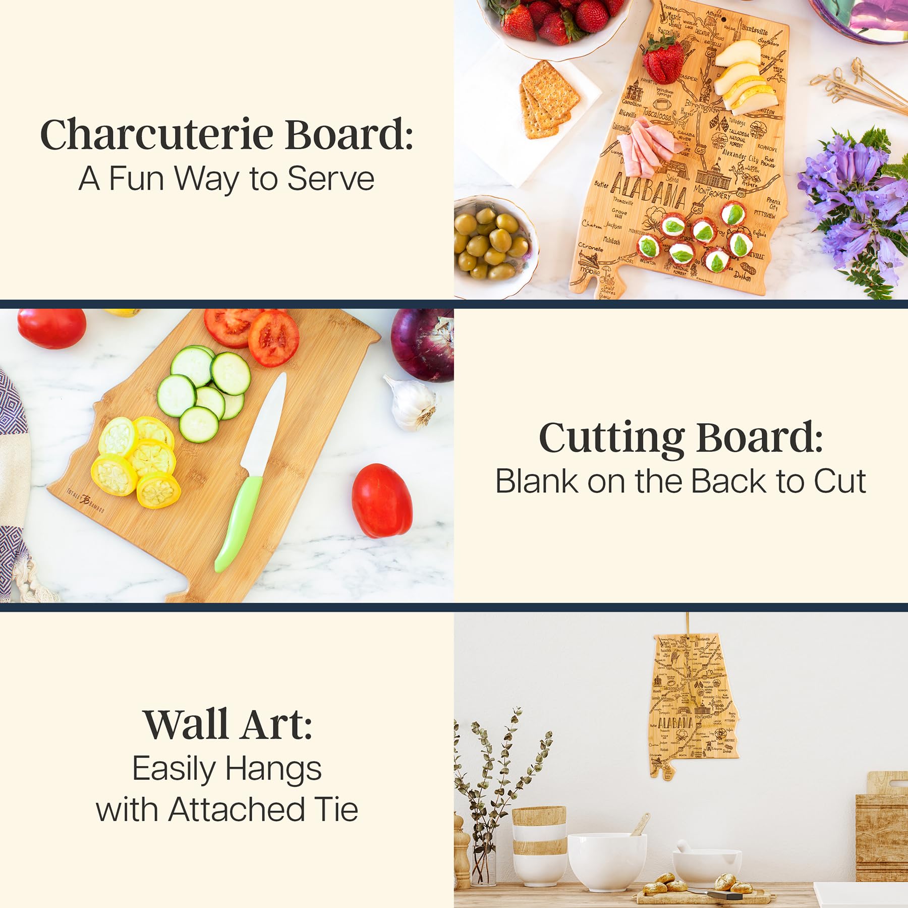 Totally Bamboo smooth reverse surface for chopping and everyday kitchen prep benefits