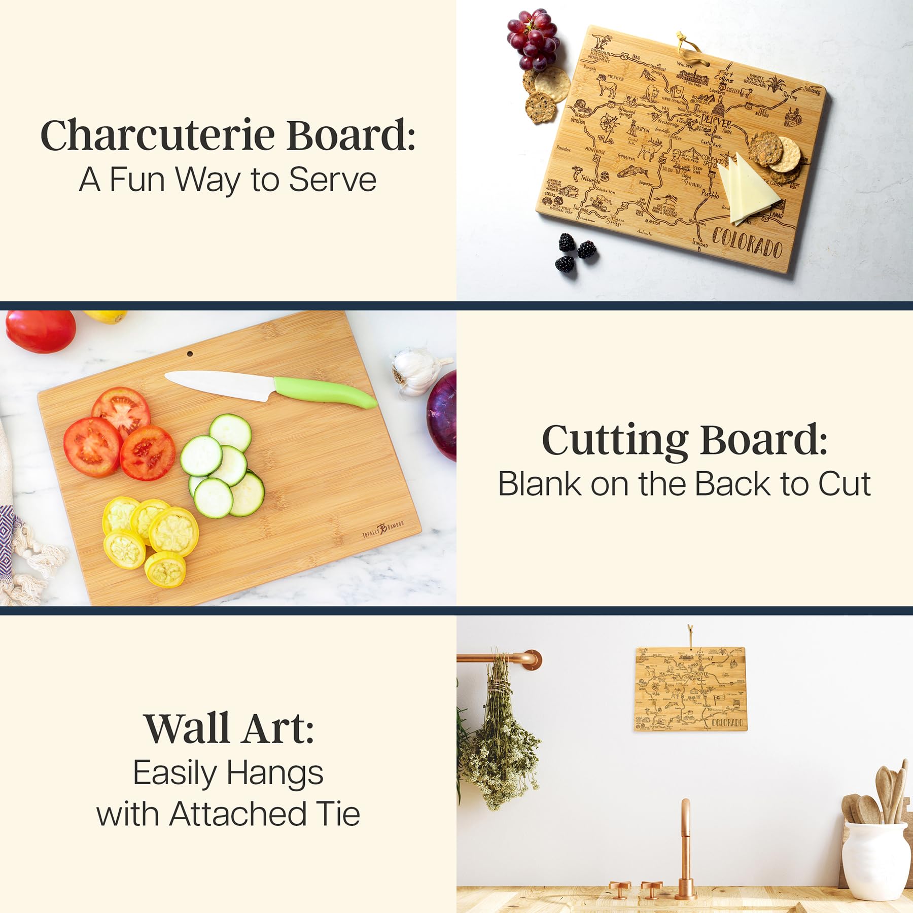 Totally Bamboo smooth back surface for reliable cutting and prep
