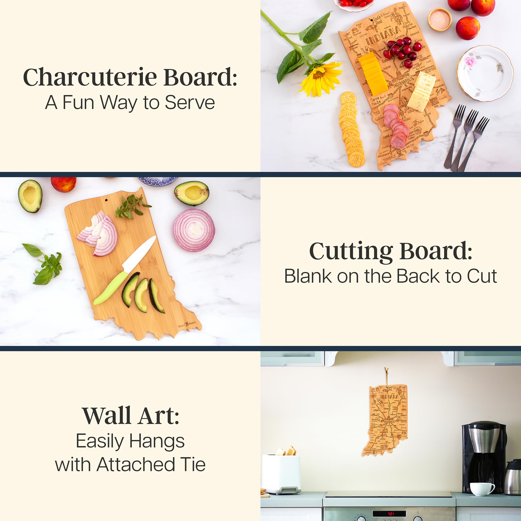 Totally Bamboo Indiana board smooth reverse offering practical cutting surface