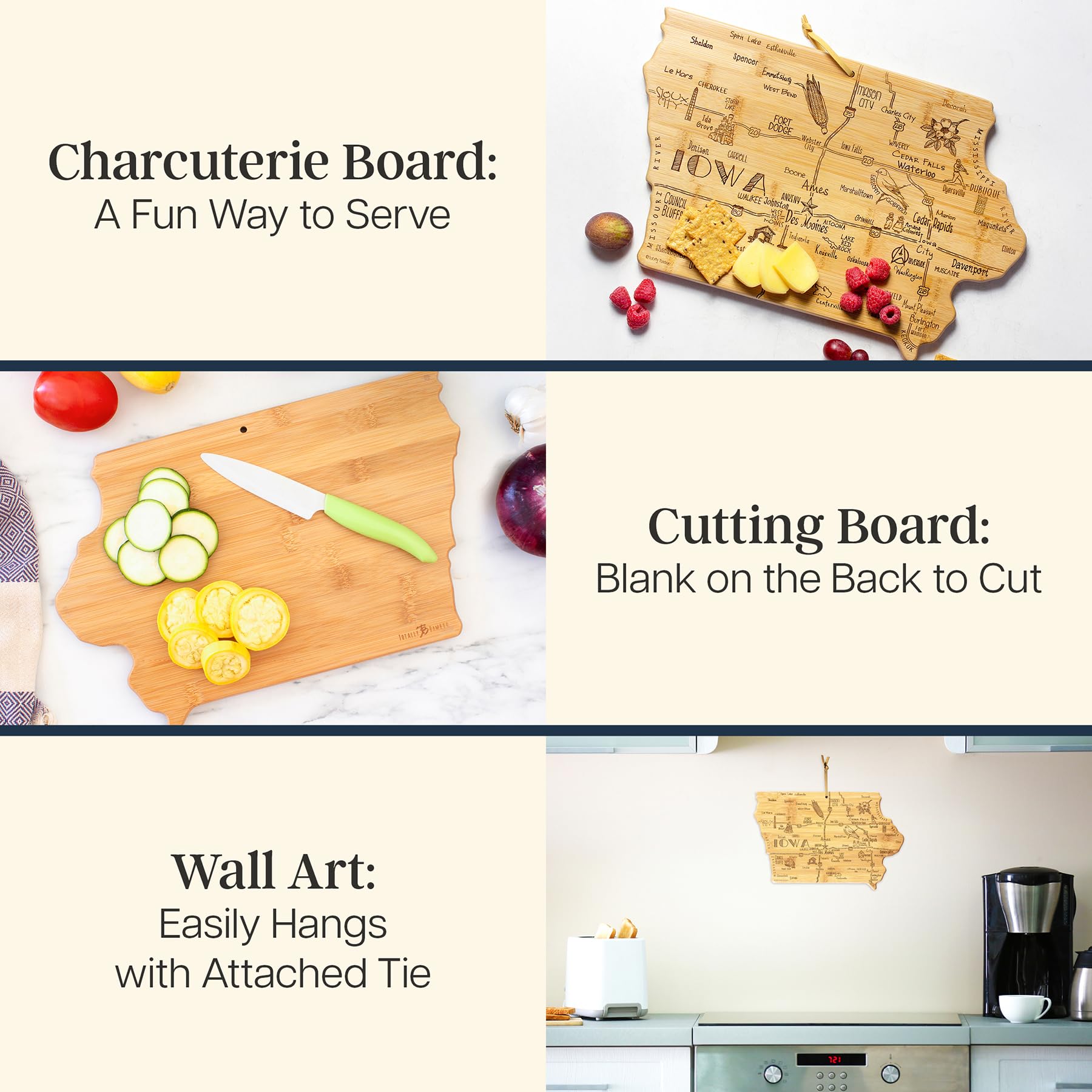 Totally Bamboo back smooth bamboo surface for cutting and daily meal prep