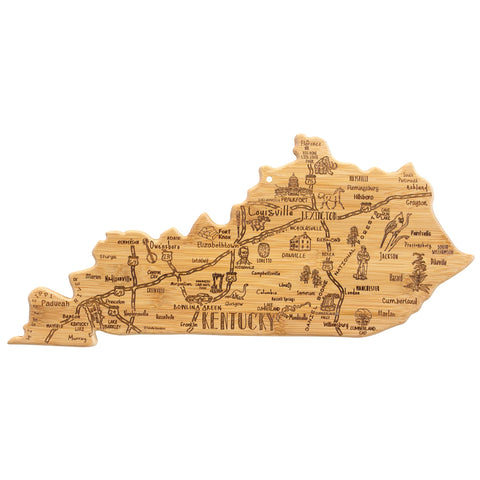 Totally Bamboo front engraved Kentucky map board for attractive serving