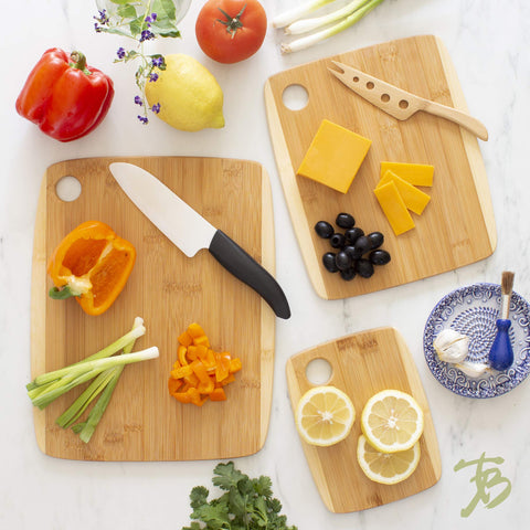 Totally Bamboo large 14-inch board top view highlighting generous prep area and durability