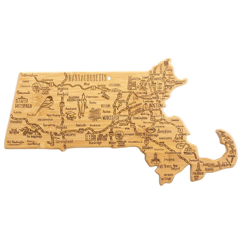 Totally Bamboo front view showing Massachusetts shape and engraved map, great for decor