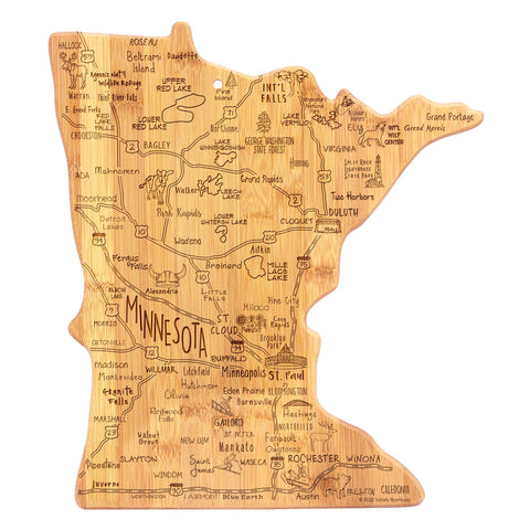 Totally Bamboo Minnesota front engraved with map details for attractive serving