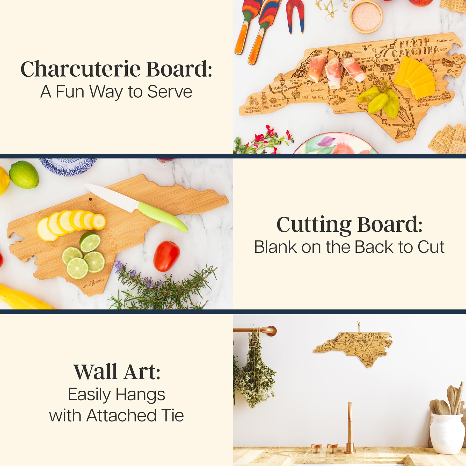 Totally Bamboo smooth reverse cutting surface for reliable meal prep