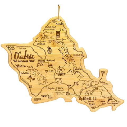 Totally Bamboo front view showing island shape and engraved towns for decor