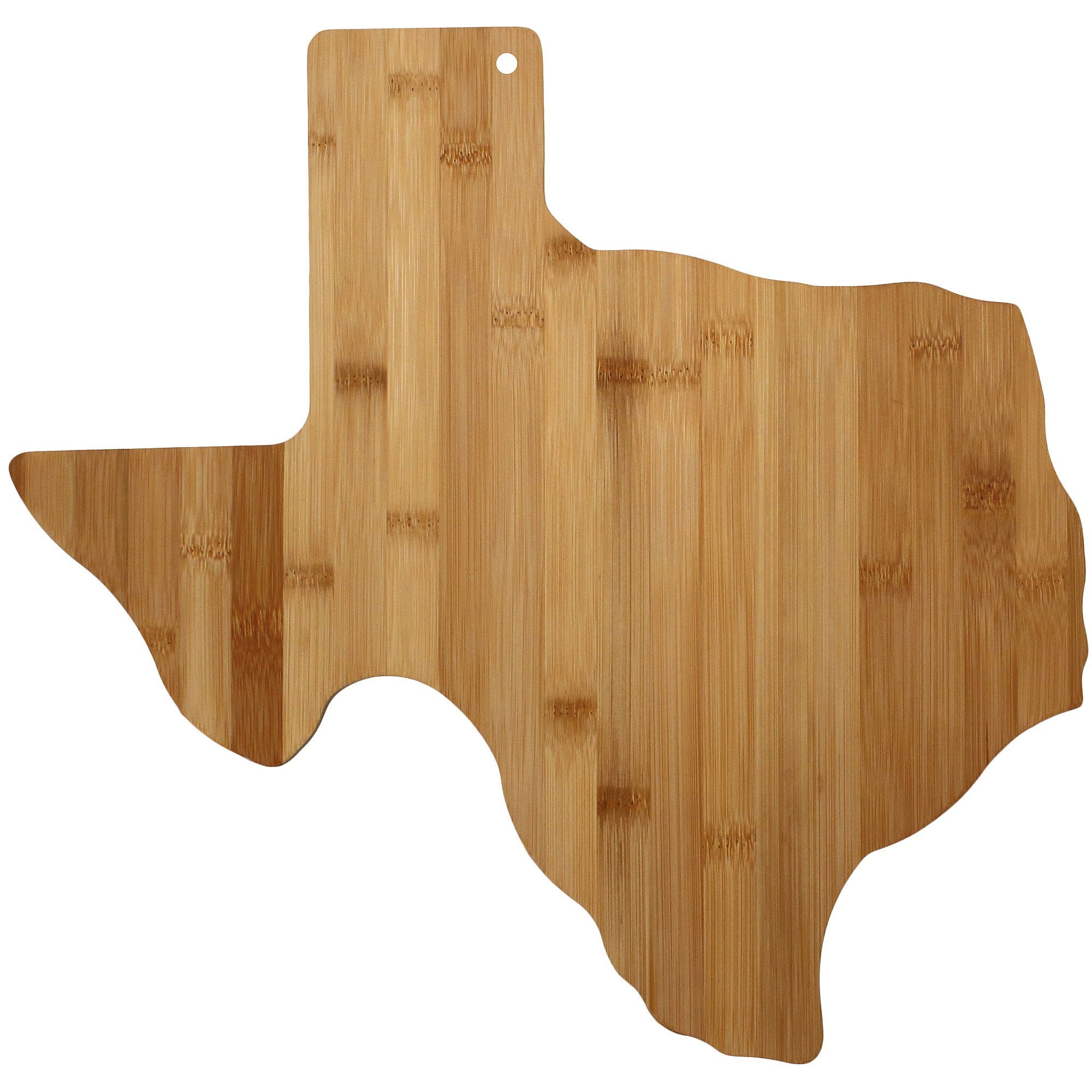 Totally Bamboo Texas board front view showing Texas shape and serving appeal