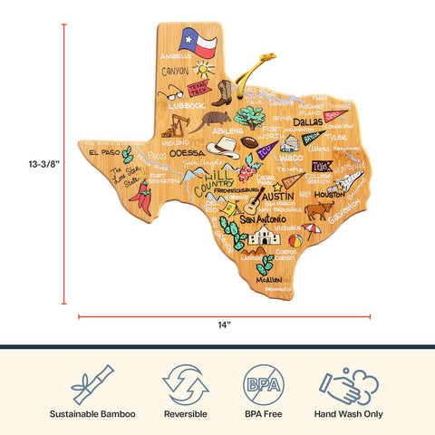 Totally Bamboo Texas used as charcuterie serving board for attractive entertaining benefit