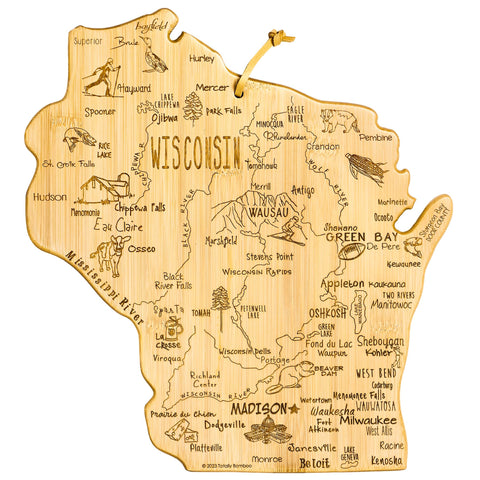 Totally Bamboo front engraving shows Wisconsin map and invites conversation
