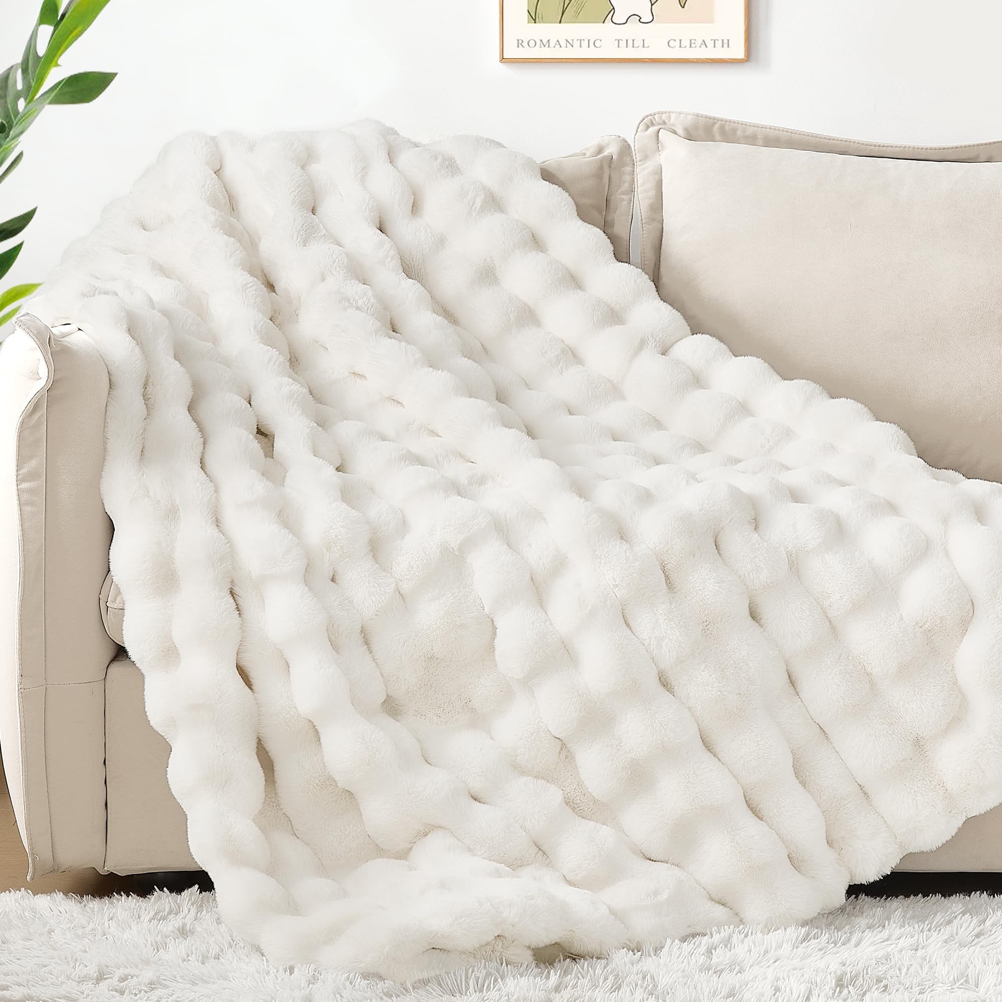 Touchat blanket draped on sofa styling a cozy living room atmosphere