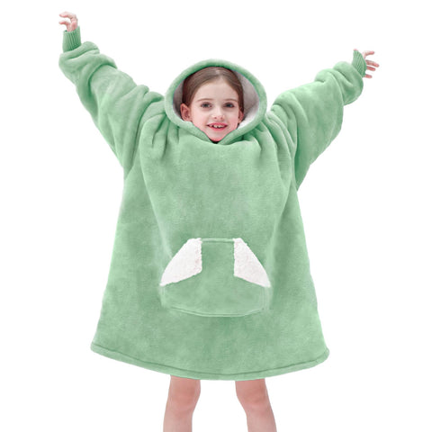 Touchat folded hooded blanket in packaging showing easy storage and gift-ready benefit