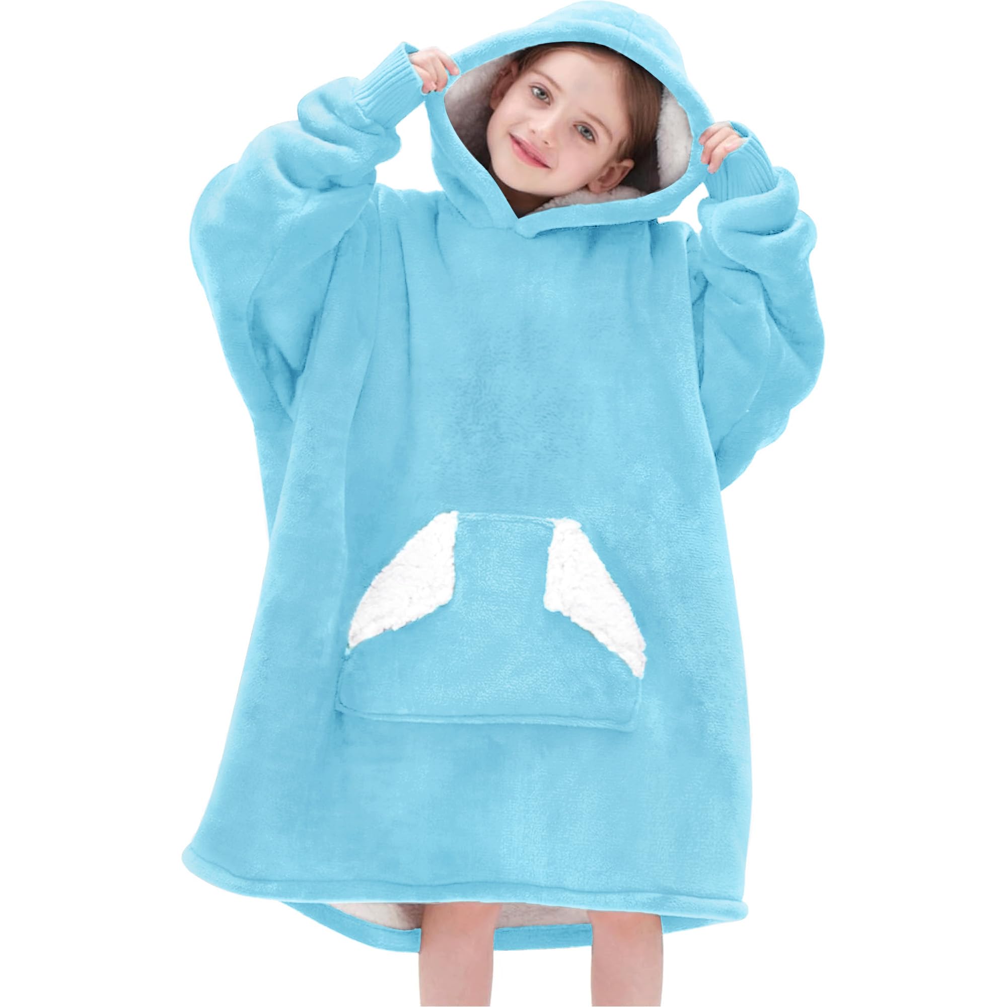 Touchat front view hoodie blue showing cozy fit and warmth