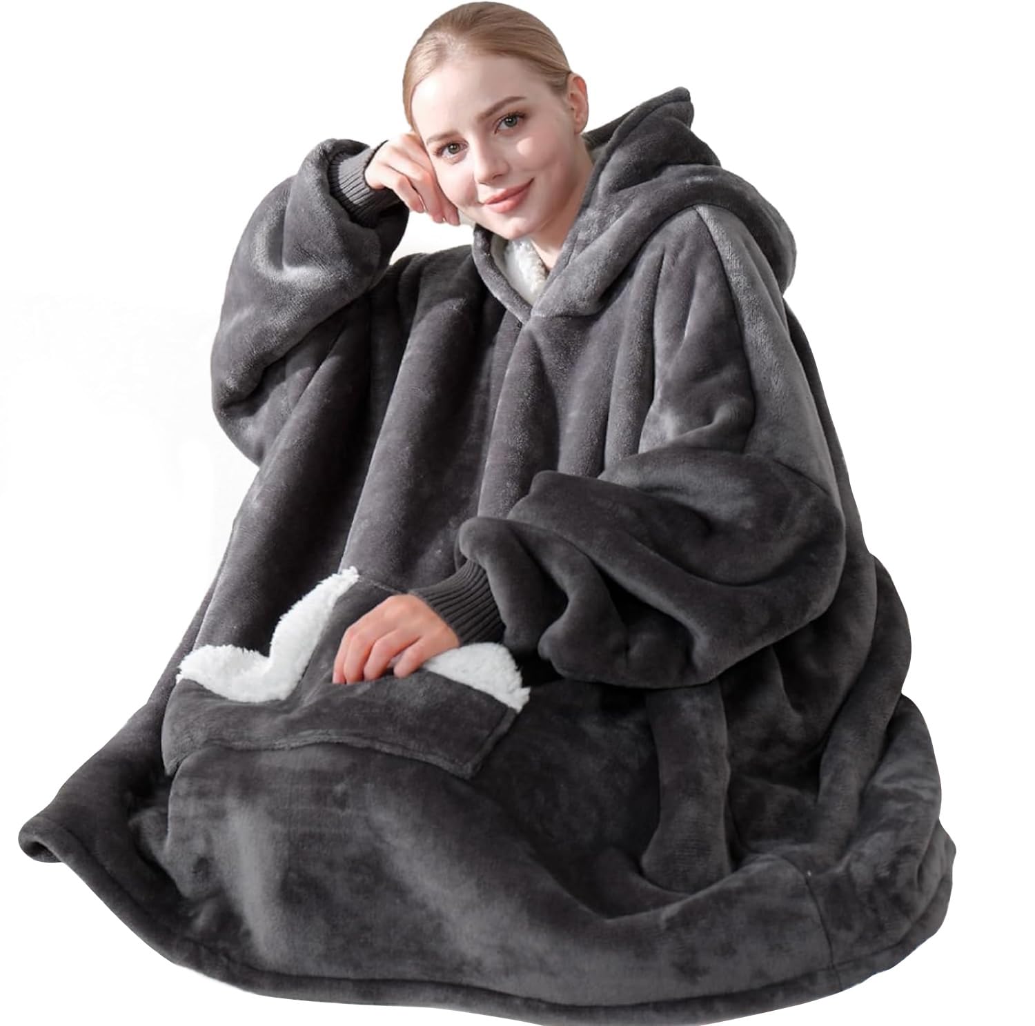 Touchat front view hoodie showing oversized fit and roomy pocket for comfort