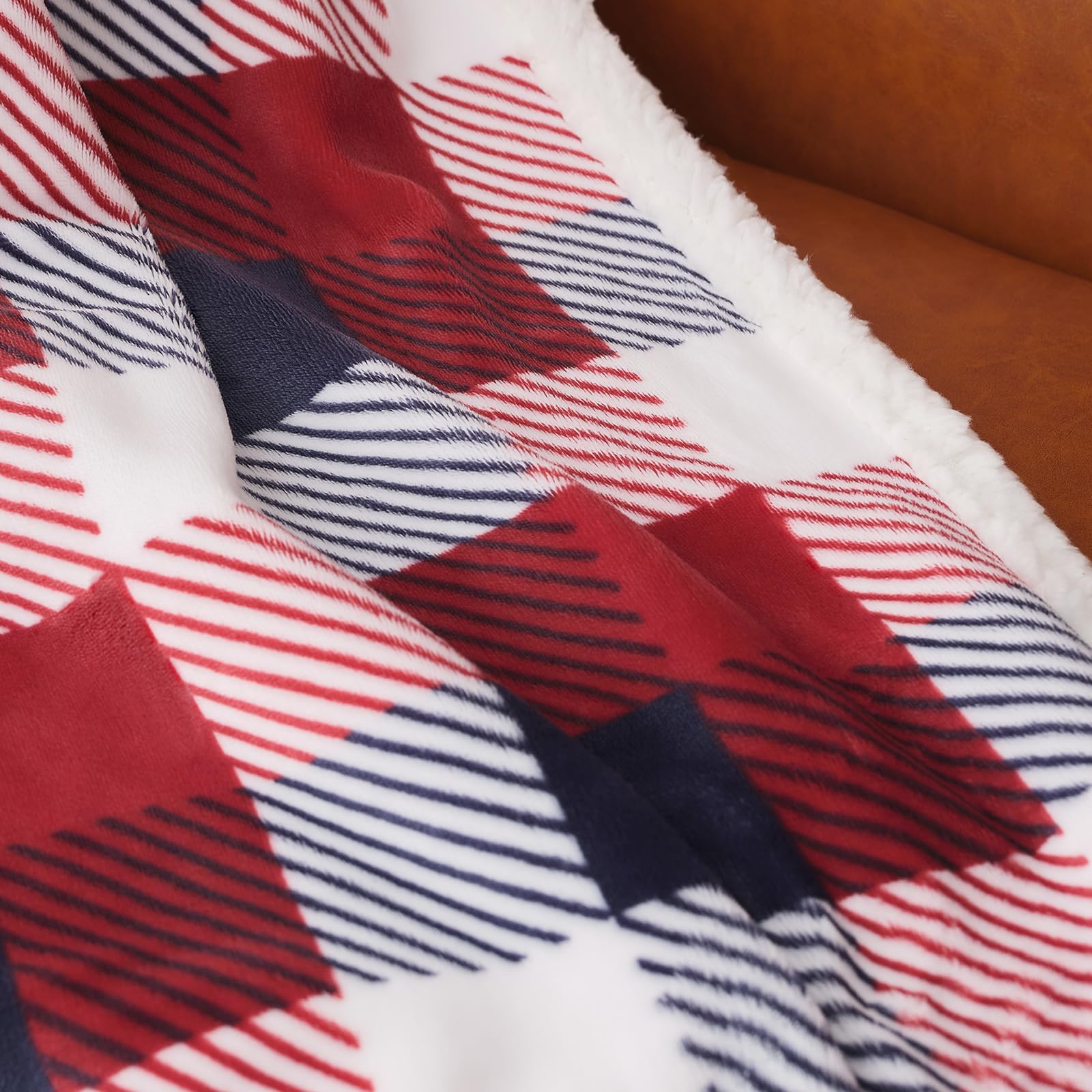 Touchat plaid styled with holiday decor showing festive room warmth