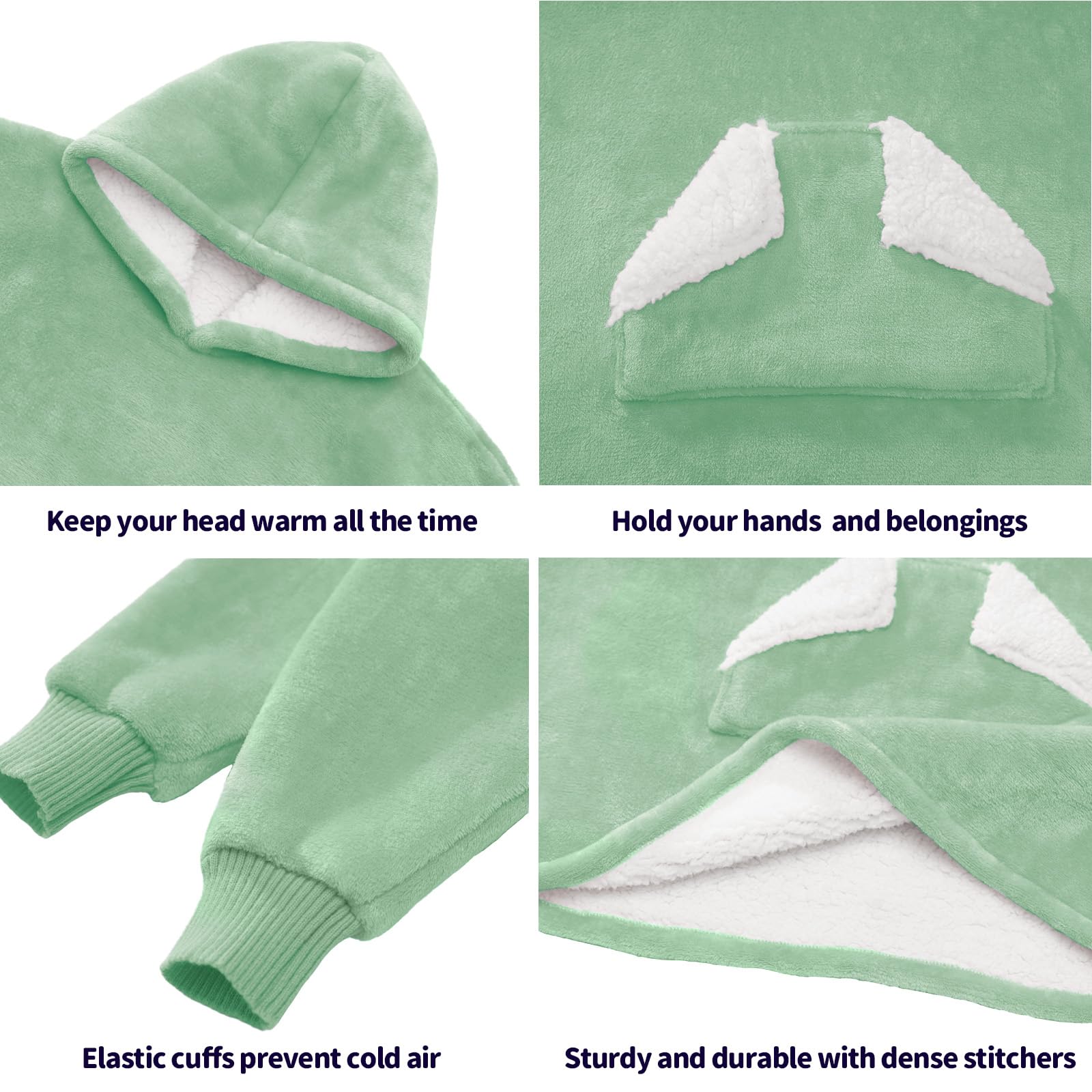 Touchat kangaroo pocket detail showing storage for snacks and hand-warming benefit