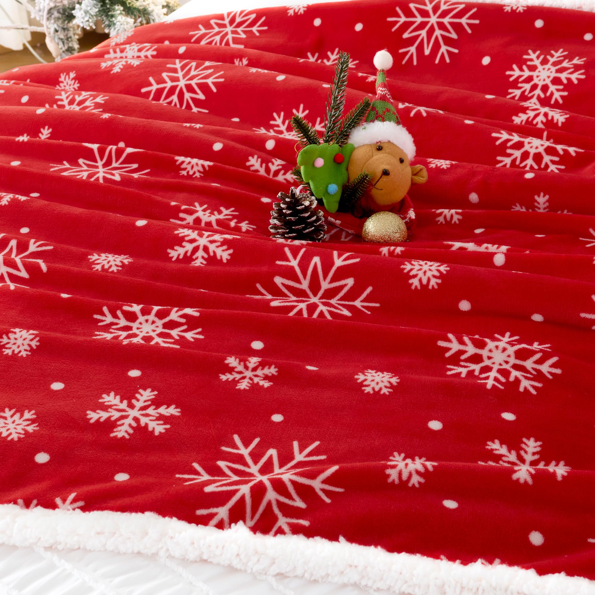 Touchat flannel pattern closeup highlights vibrant red festive design