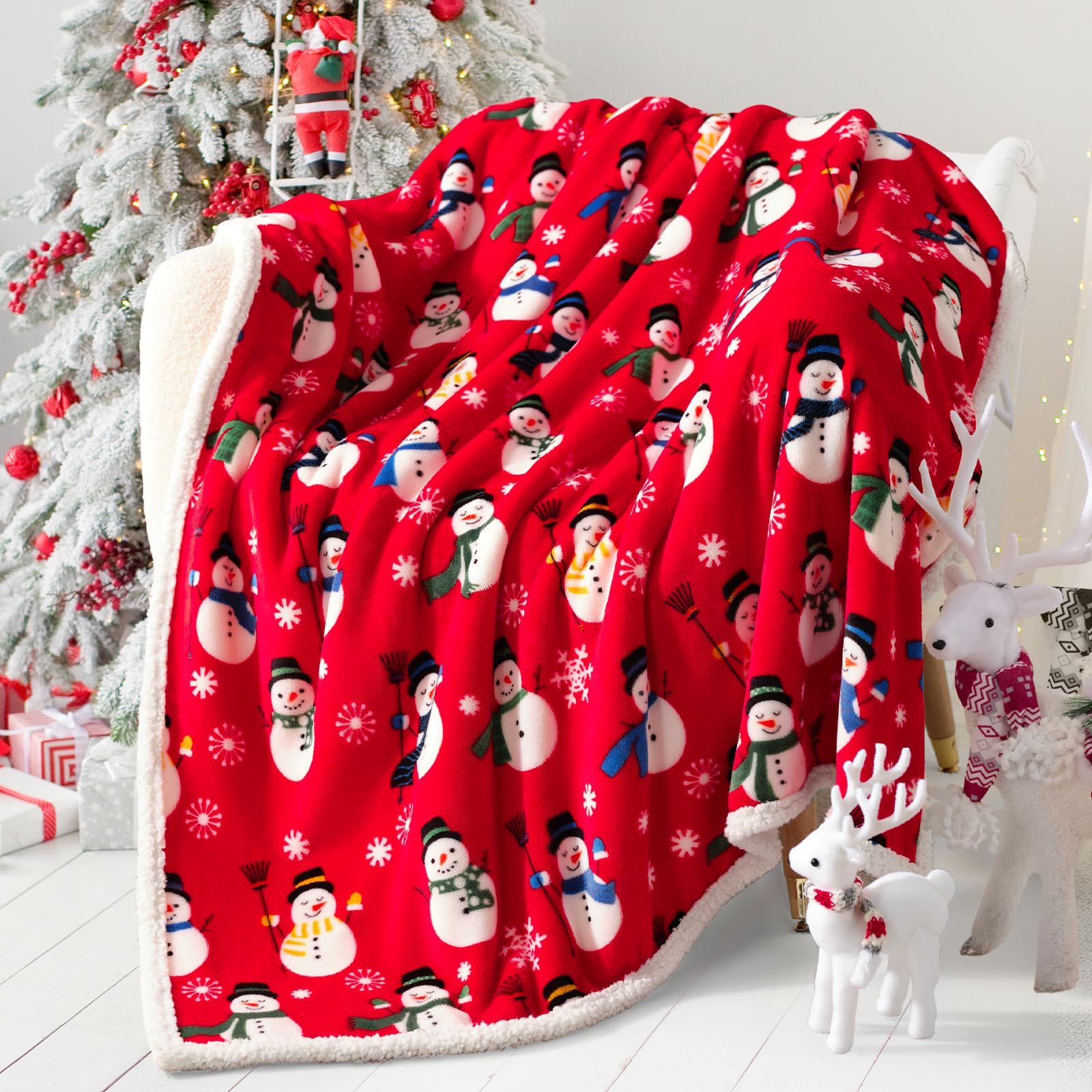 Touchat red snowman front view showing festive print and cozy appeal