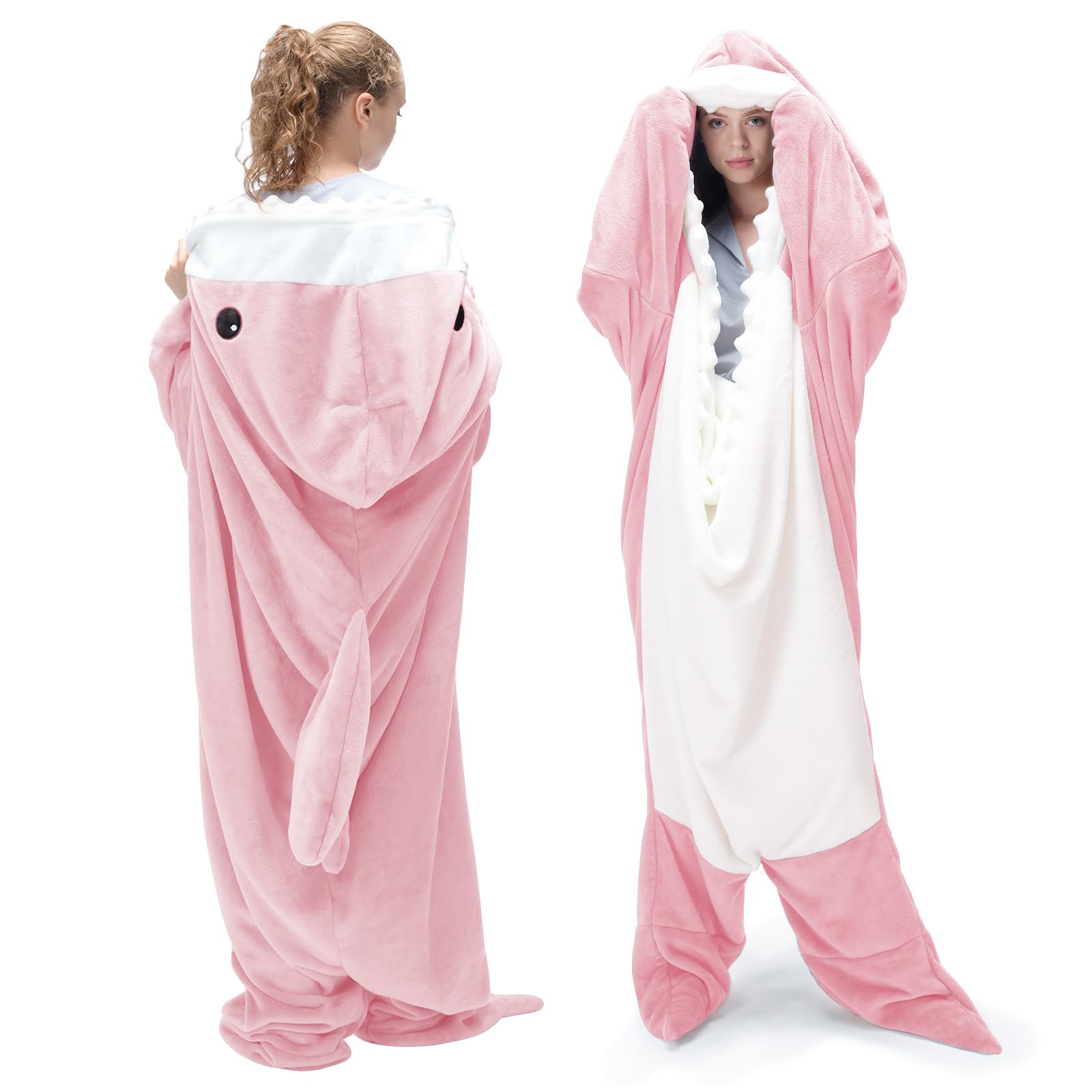 Touchat shark hoodie front view showing full costume and cozy fit