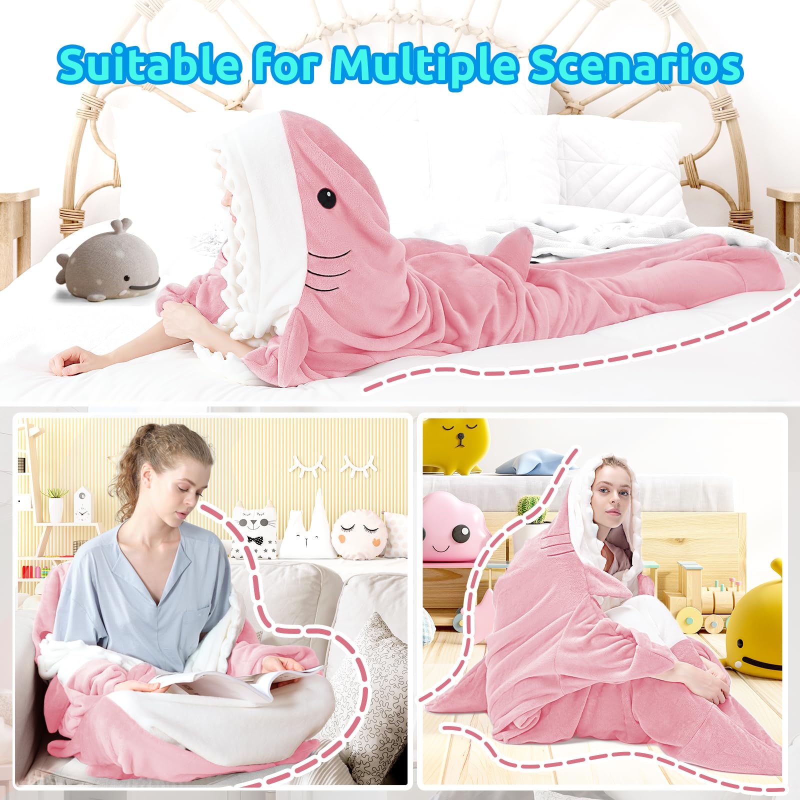 Touchat shark tail and bottom showing sleeping bag style warmth